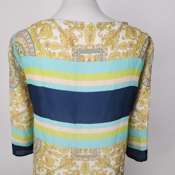 Zara Basic 3/4 Sleeve Semi Sheer Tunic Beach Cover Up Gold Neck Detail Womens M - Picture 5 of 6